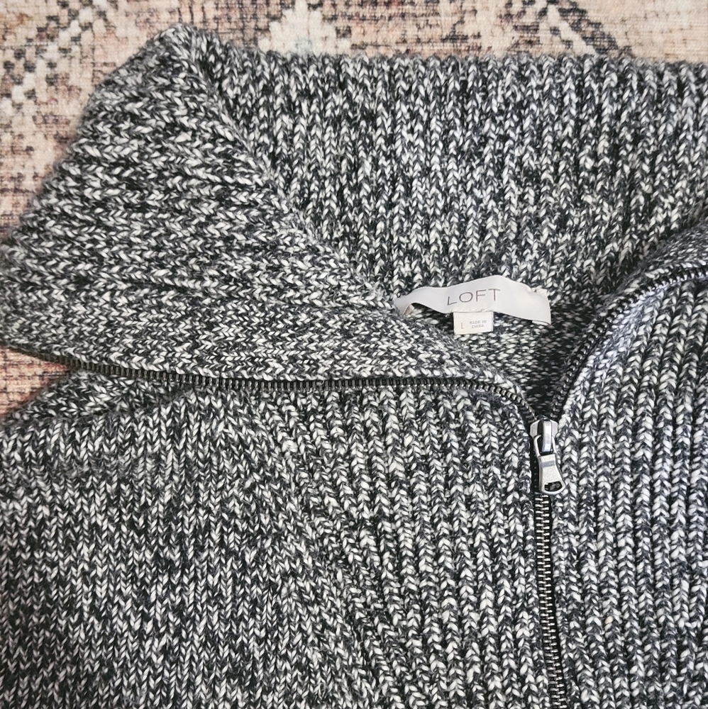 LOFT Black and White Knit Sweater
